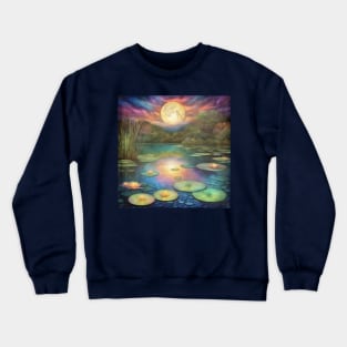 Waterlily Pond Full Moon Crewneck Sweatshirt